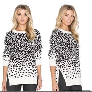 Mara Hoffman Dot Print Knit Sweater Sz M Black White Women Elegant